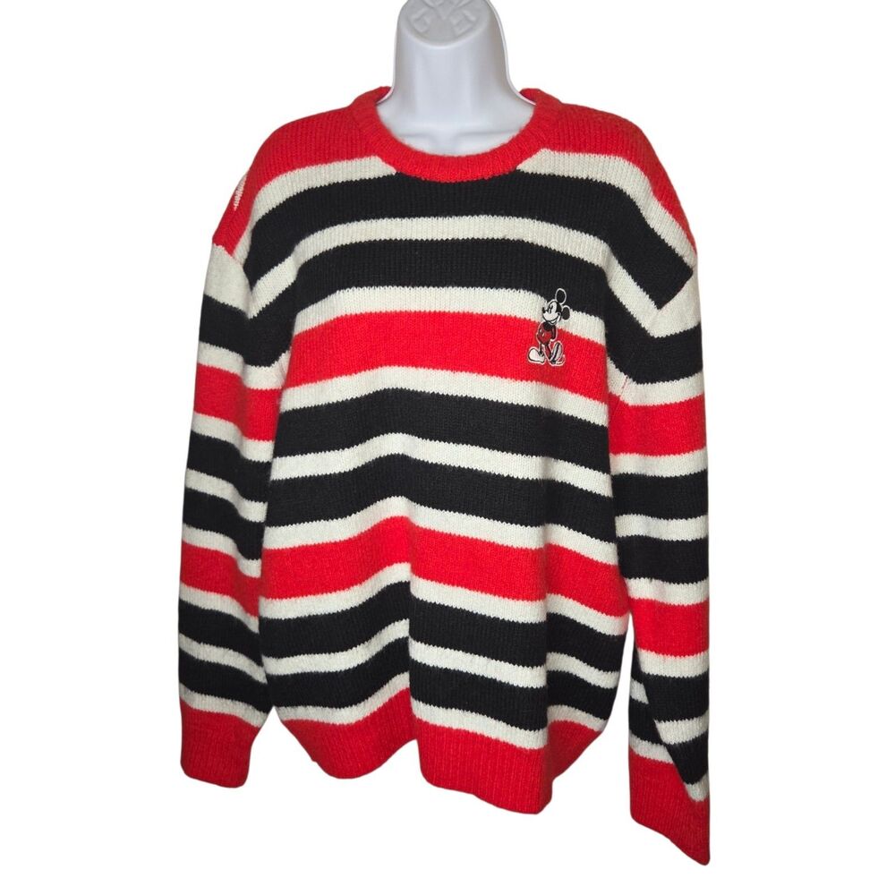 Disney x Forever 21 Mens M Mickey Mouse Striped Brushed Knit Sweater Medium